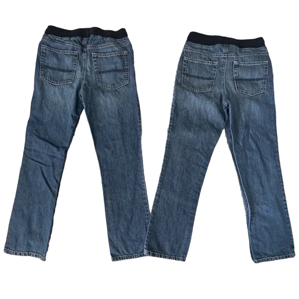 2 Pairs Boys or Girls Gymboree Pull On Tie Front Straight Leg Jeans Size 12